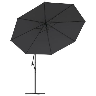 vidaXL Parasol de jardin en porte-à-faux avec mât en aluminium noir