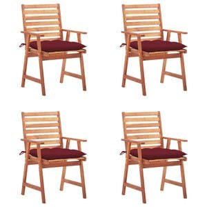 vidaXL Chaises &agrave; manger d'ext&eacute;rieur lot de 4 et coussins Acacia massif