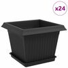 vidaXL Pots de plantes 24 pcs Noir 23 x 23 x 17,5 cm Plastique
