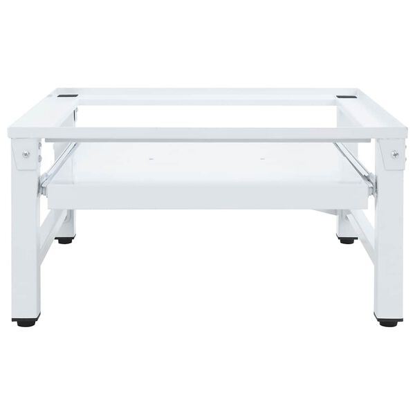 vidaXL Socle pour machine &agrave; laver avec &eacute;tag&egrave;re coulissante Blanc