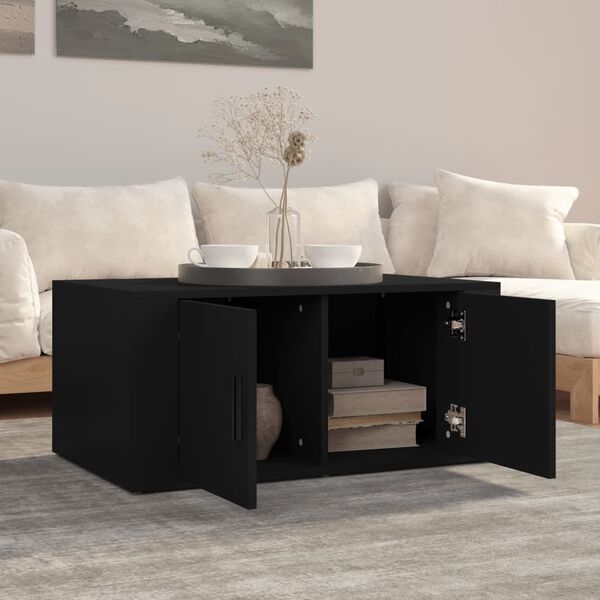 vidaXL Table basse Noir 80x50x36 cm Bois d'ing&eacute;nierie