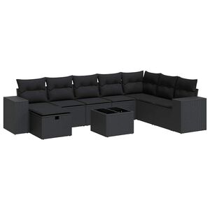 vidaXL Salon de jardin 8 pcs avec coussins noir r&eacute;sine tress&eacute;e