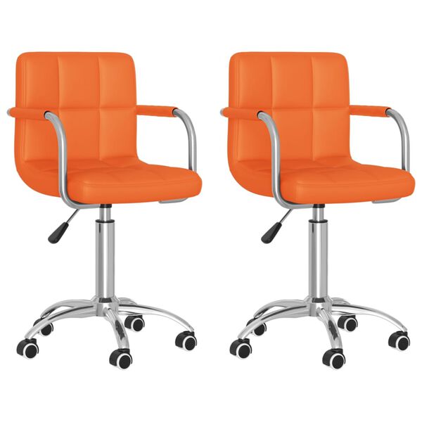 vidaXL Chaises &agrave; manger pivotantes lot de 2 orange similicuir