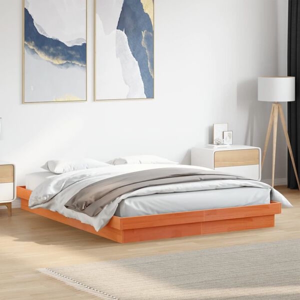vidaXL Cadre de lit à LED sans matelas 150x200 cm bois massif