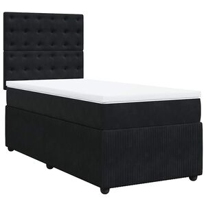 vidaXL Sommier &agrave; lattes de lit et matelas Noir 80x200 cm Velours