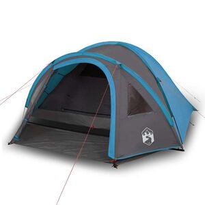 vidaXL Tente de camping &agrave; d&ocirc;me 4 personnes bleu imperm&eacute;able