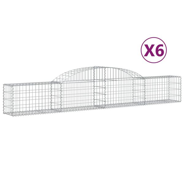 vidaXL Paniers &agrave; gabions arqu&eacute;s 6 pcs 300x30x40/60 cm fer galvanis&eacute;