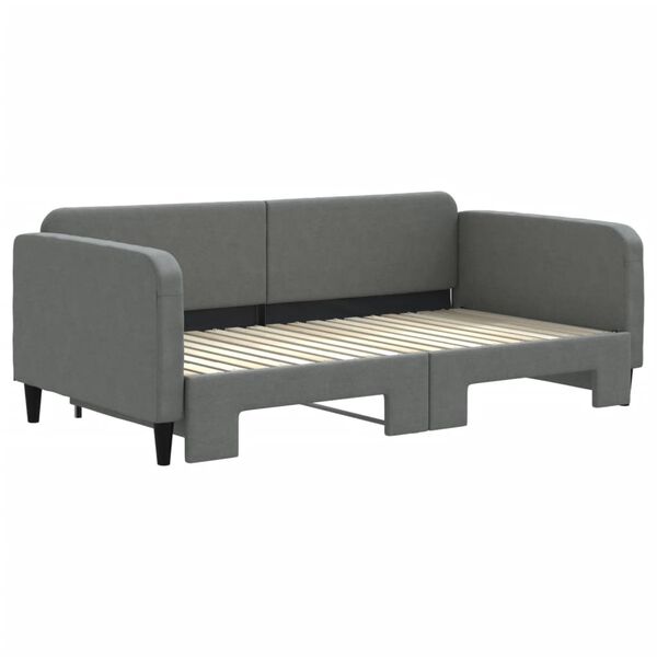 vidaXL Lit de jour avec gigogne sans matelas gris fonc&eacute; 90x190 cm