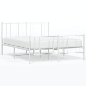 vidaXL Cadre de lit m&eacute;tal sans matelas et pied de lit blanc 120x200 cm