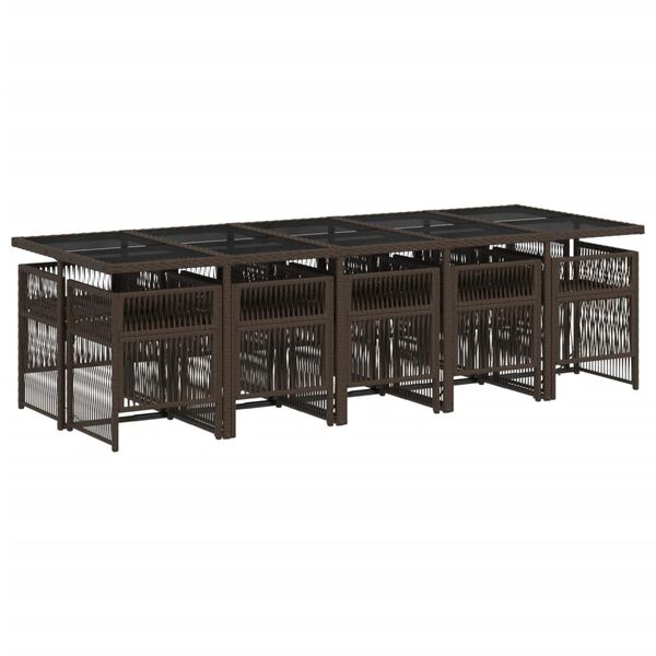 vidaXL Ensemble &agrave; manger de jardin et coussins 11 pcs marron rotin