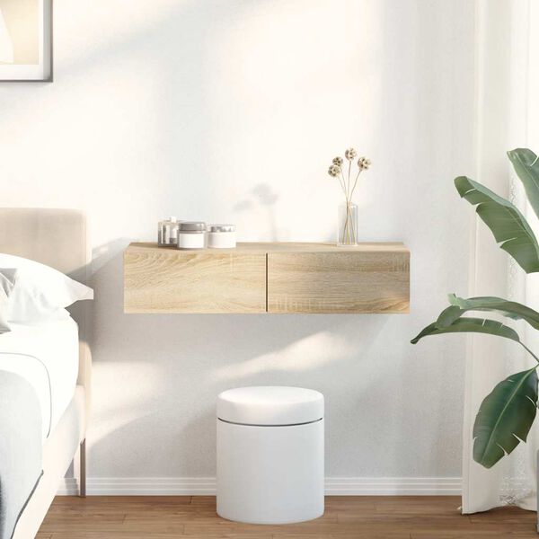 vidaXL &Eacute;tag&egrave;re murale avec tiroirs ch&ecirc;ne sonoma bois d'ing&eacute;nierie