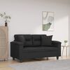 vidaXL Canap&eacute; 2 places avec oreillers d&eacute;coratifs noir 120cm similicuir