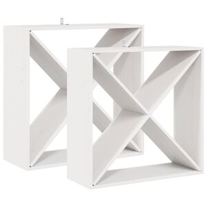 vidaXL &Eacute;tag&egrave;re &agrave; vin 2 pcs Blanc 62 x 25 x 62 cm Pin massif