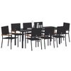 vidaXL Ensemble de salle &agrave; manger pour jardin 9 pcs Noir polyrotin