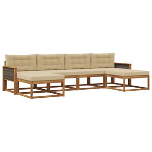 vidaXL Ensemble de canap&eacute;s d'ext&eacute;rieur 6 pc Naturel et Beige