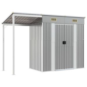 vidaXL Abri de jardin avec toit allong&eacute; gris clair 277x107x181 cm