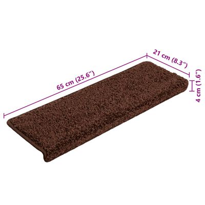 vidaXL Tapis d'escalier 10 pcs 65x21x4 cm Marron