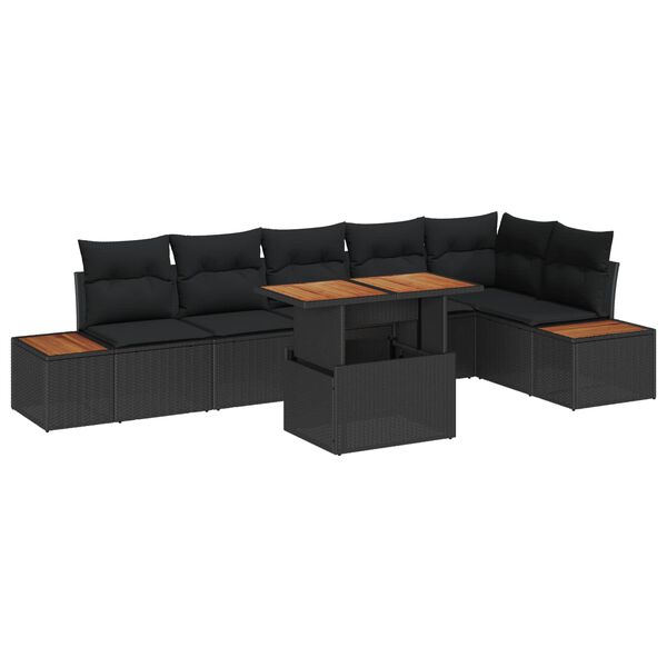 vidaXL Ensemble de salle &agrave; manger pour jardin 7 pcs Noir et Marron
