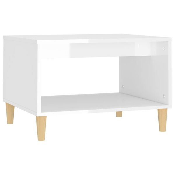 vidaXL Table basse Blanc brillant 60x50x40 cm Bois d'ing&eacute;nierie
