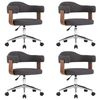 vidaXL Chaises pivotantes &agrave; manger lot de 4 gris bois courb&eacute; et tissu