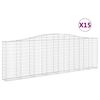 vidaXL Paniers &agrave; gabions arqu&eacute;s 15 pcs 400x30x120/140 cm Fer galvanis&eacute;