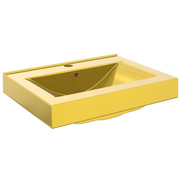 vidaXL Lavabo avec trop-plein 60x46x16 cm C&eacute;ramique Dor&eacute;