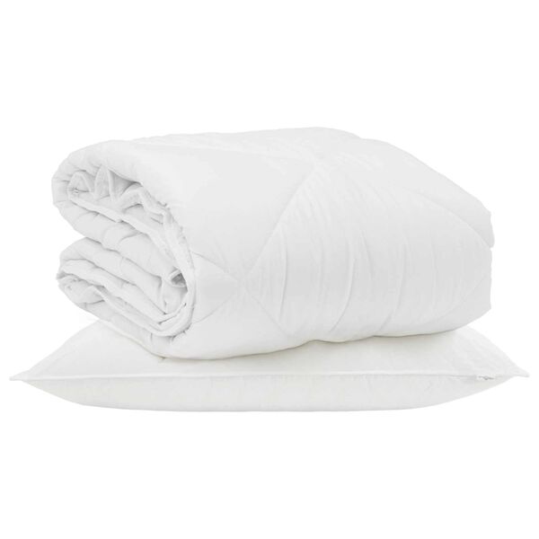 vidaXL Duvet d'&eacute;t&eacute; simple avec oreiller 2 pcs Blanc Microfibre