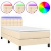 vidaXL Sommier &agrave; lattes de lit avec matelas LED Cr&egrave;me 90x200 cm Tissu