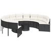 vidaXL Canap&eacute; de jardin avec table coussins rond noir r&eacute;sine tress&eacute;e