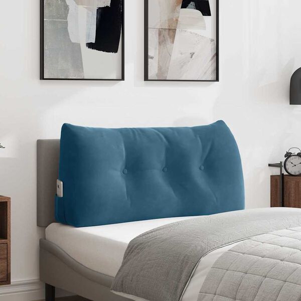 vidaXL Coussin de Dos Bleu 100 x 24 x 50 cm Velours