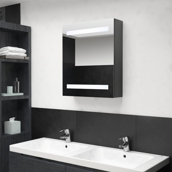 vidaXL Armoire de salle de bain &agrave; miroir LED gris 50x14x60 cm