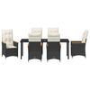 vidaXL Ensemble de salle &agrave; manger pour jardin 7 pcs Noir polyrotin