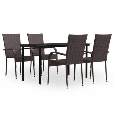 vidaXL Ensemble à manger de jardin 5 pcs Marron et noir