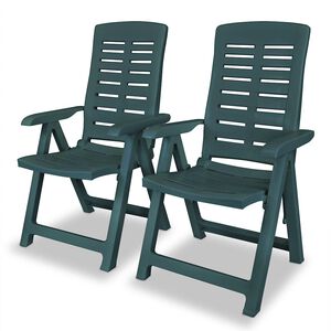 vidaXL Chaises pliantes inclinables, lot de 2, en plastique vert