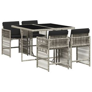 vidaXL Ensemble &agrave; manger de jardin et coussins 5 pcs gris clair rotin