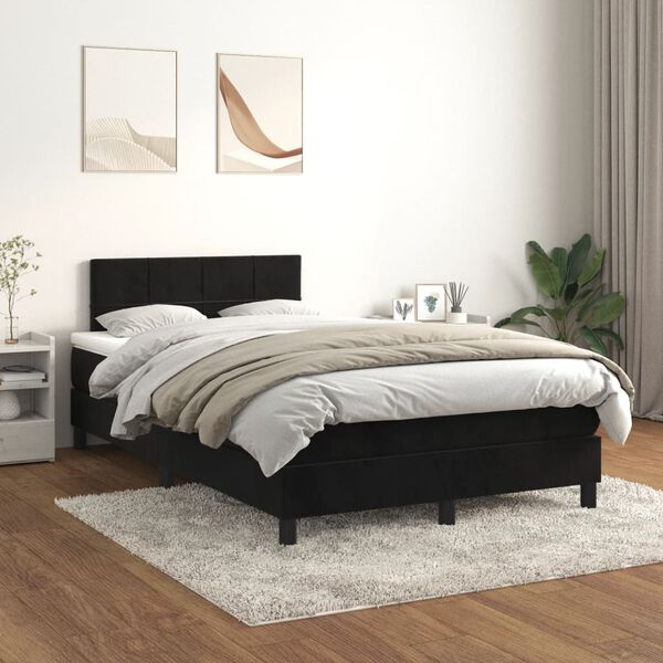 vidaXL Sommier &agrave; lattes de lit avec matelas Noir 120x200 cm Velours