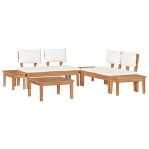 vidaXL Ensemble de canap&eacute; de jardin 3 pc Marron et Cr&egrave;me