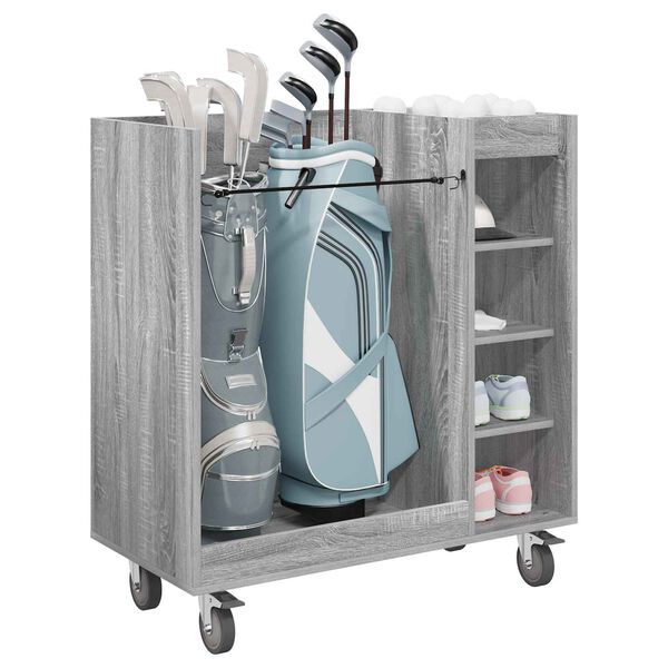 vidaXL Armoire de Golf avec roue Uni Gris Sonoma 90 x 45 x 98 cm