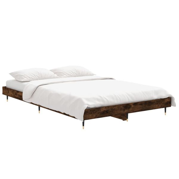 vidaXL Cadre de lit sans matelas ch&ecirc;ne fum&eacute; 120x190 cm bois ing&eacute;nierie