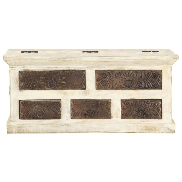 vidaXL Table basse Blanc 68x68x30 cm Bois de manguier solide