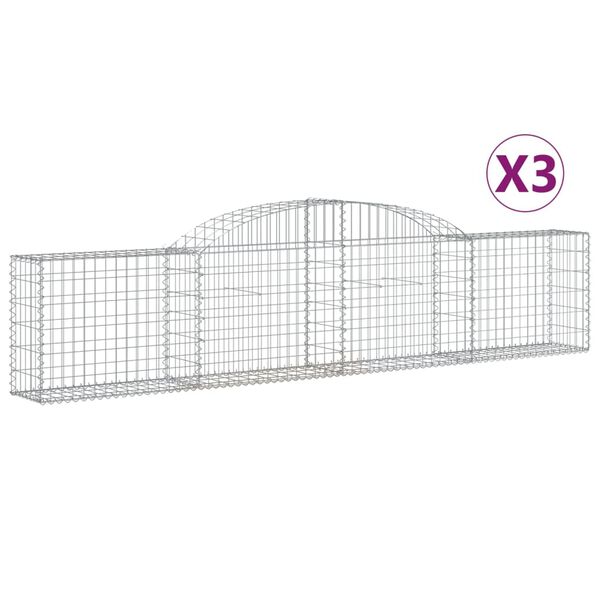vidaXL Paniers &agrave; gabions arqu&eacute;s 3 pcs 300x30x60/80 cm Fer galvanis&eacute;