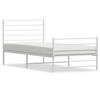 vidaXL Cadre de lit m&eacute;tal sans matelas avec pied de lit blanc 75x190cm