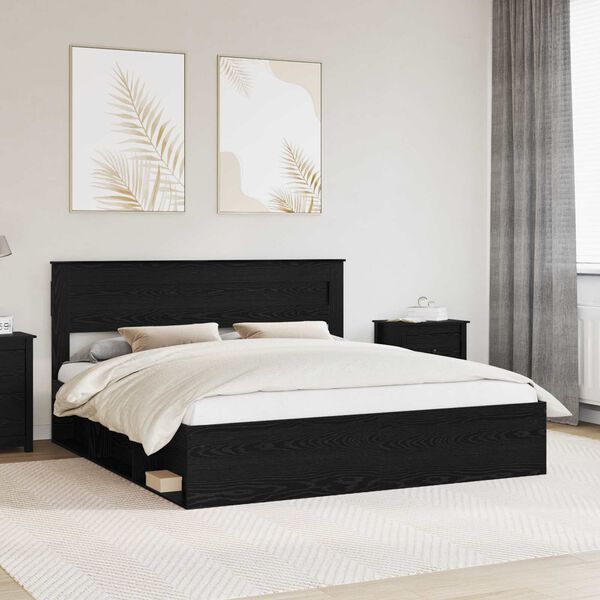 vidaXL Cadre de lit avec matelas Noir 180 x 200 cm Bois de pin massif