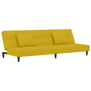 vidaXL Canap&eacute;-lit &agrave; 2 places avec deux oreillers Jaune Velours