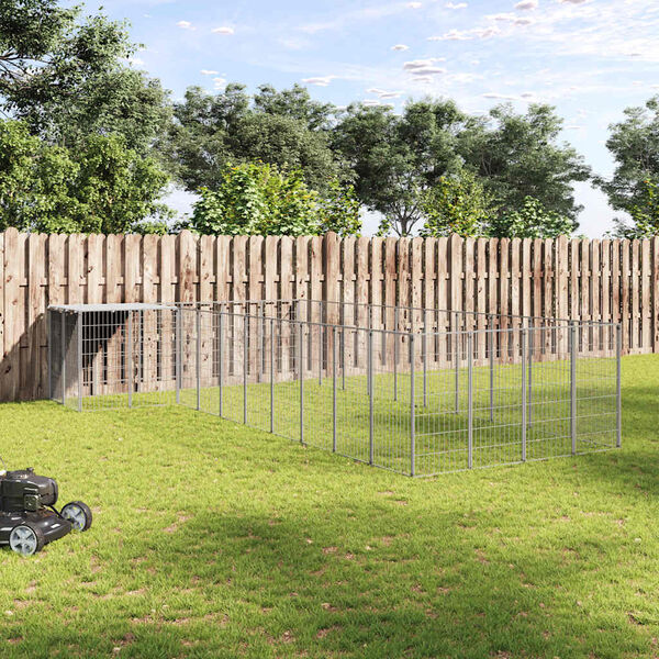 vidaXL Chenil Argenté 13,31 m² Acier