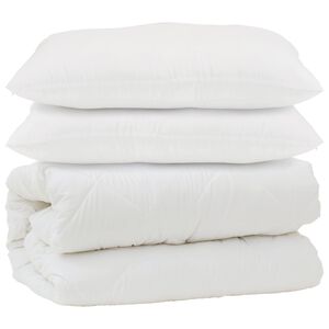 vidaXL Couette avec oreiller 3 pcs Blanc Microfibre