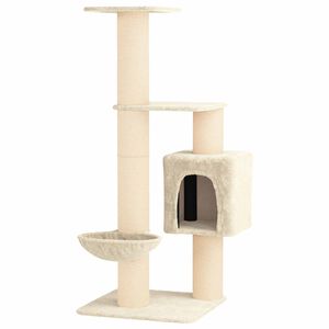 vidaXL Arbre &agrave; chat avec poteaux &agrave; griffer en sisal Cr&egrave;me 137 cm