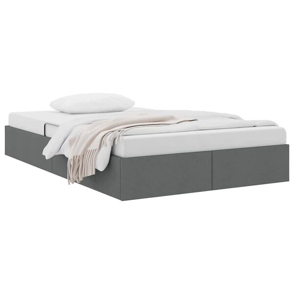vidaXL Lit de Rangement avec matelas Gris fonc&eacute; 120 x 200 cm tissu