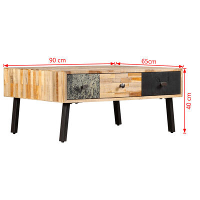 vidaXL Table basse Teck de récupération massif 90 x 65 x 40 cm