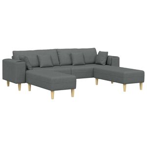 vidaXL Canap&eacute; 3 pc Gris fonc&eacute; tissu